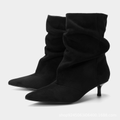 Emilia | Botas Slouchy de Ante - Negro