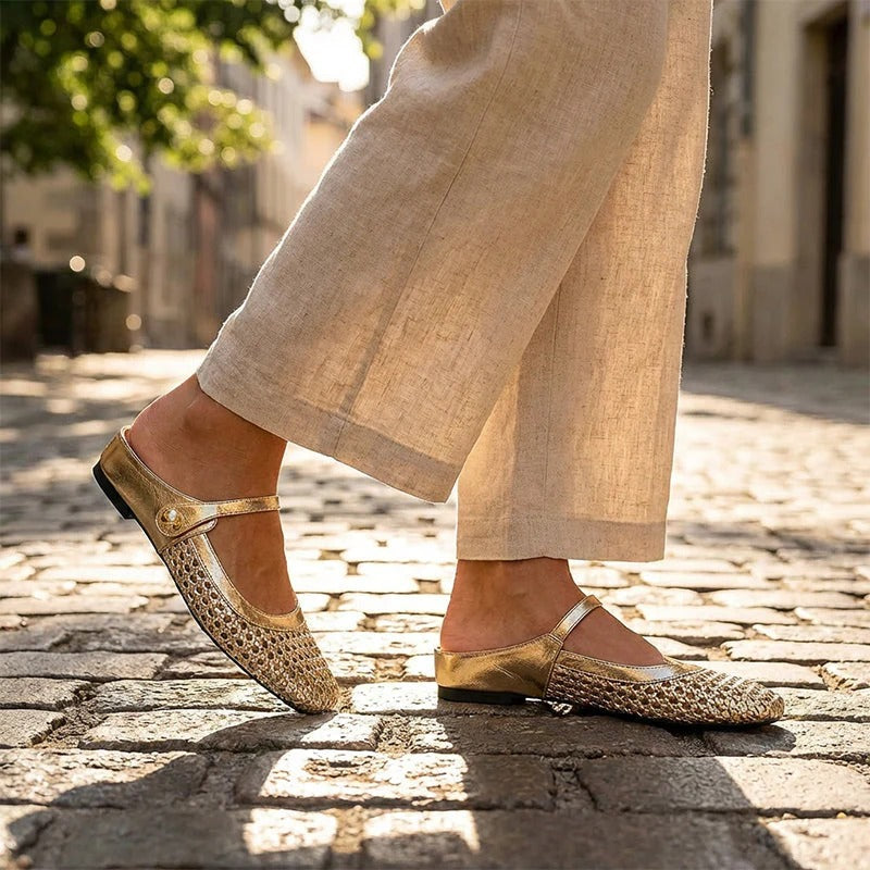 LUMIRA™ ┃Zuecos en Tejido Trenzado con Punta Cuadrada