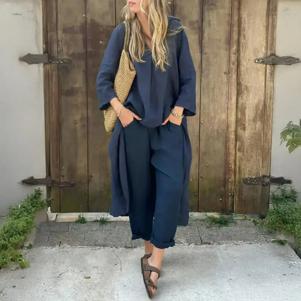 Lucía | Conjunto de Dos Piezas con Chaleco Largo Relajado y Pantalón Ancho