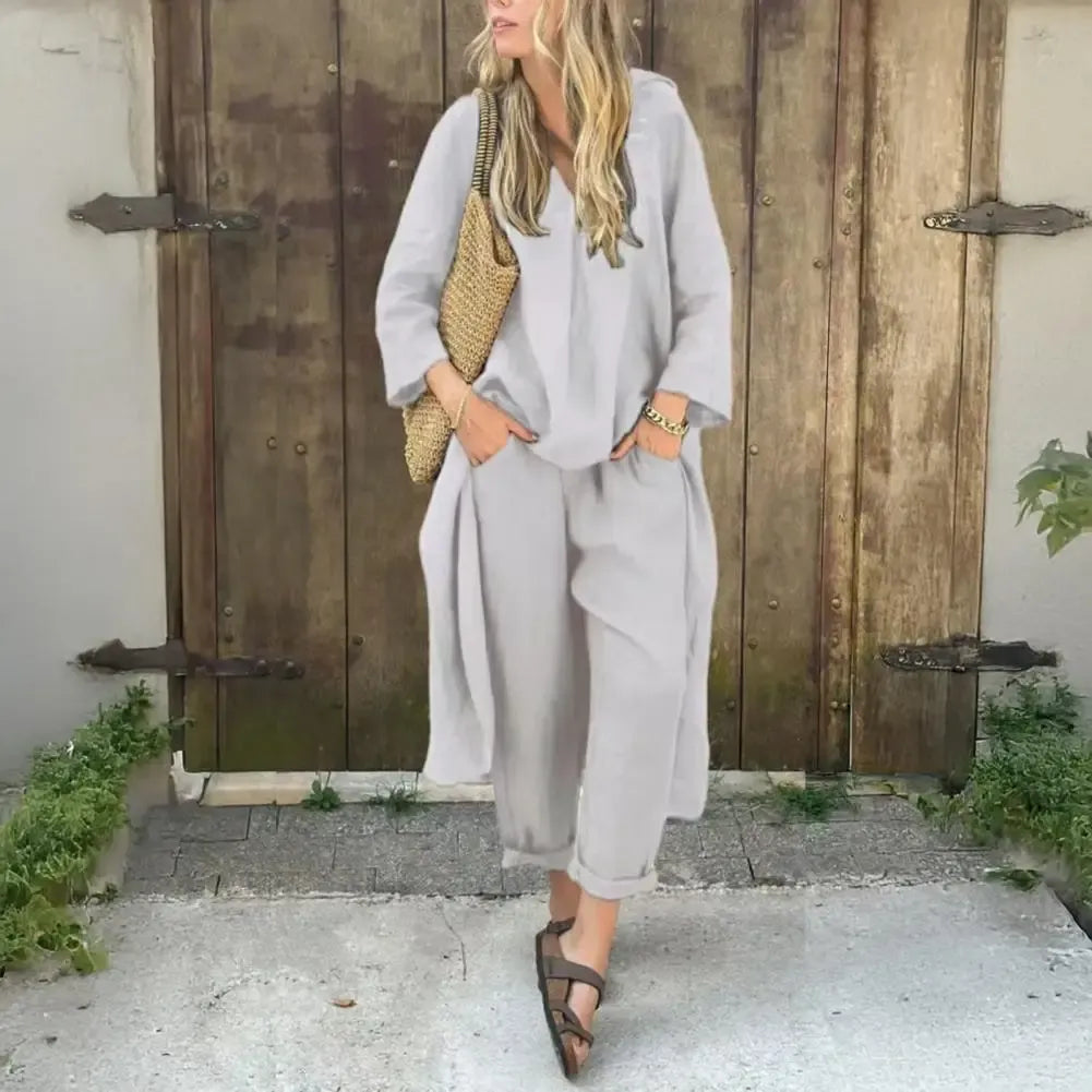 Lucía | Conjunto de Dos Piezas con Chaleco Largo Relajado y Pantalón Ancho