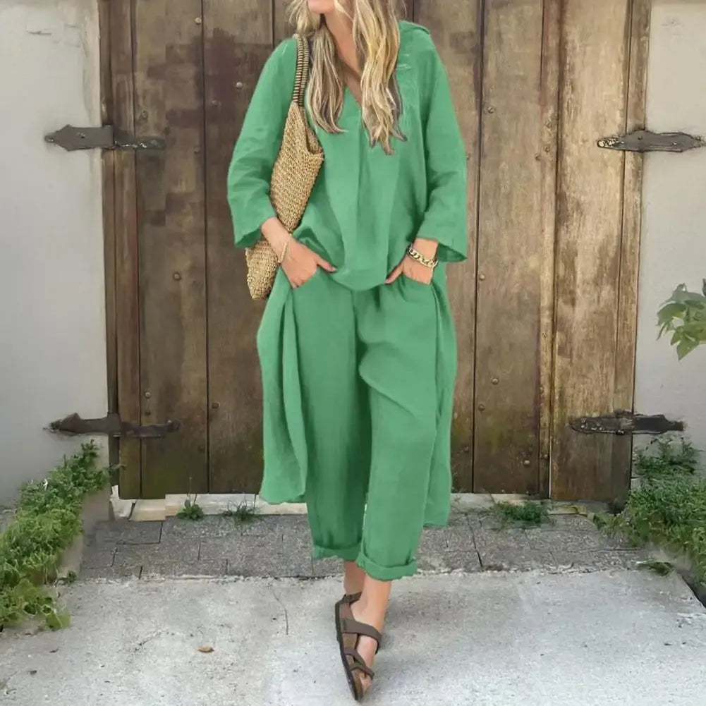 Lucía | Conjunto de Dos Piezas con Chaleco Largo Relajado y Pantalón Ancho