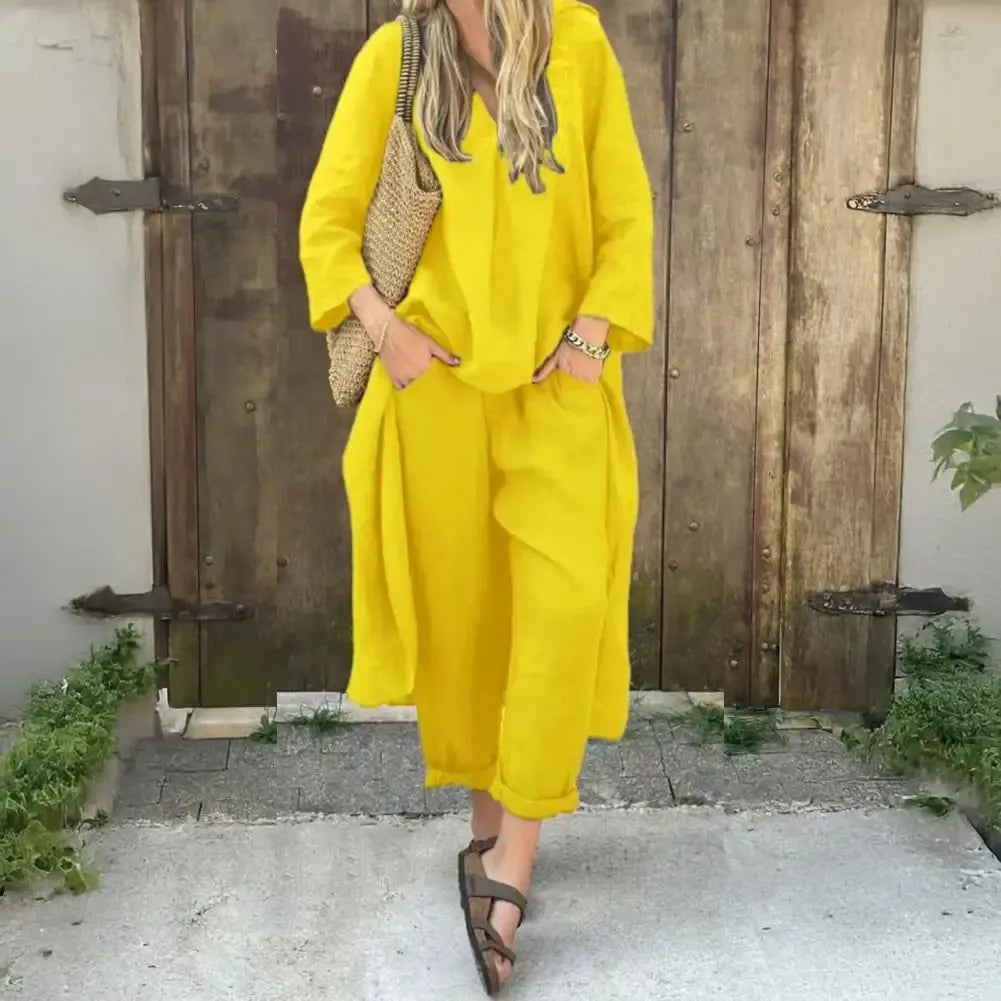Lucía | Conjunto de Dos Piezas con Chaleco Largo Relajado y Pantalón Ancho