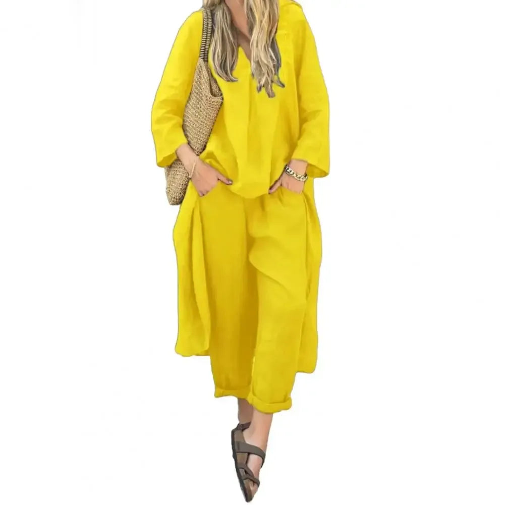 Lucía | Conjunto de Dos Piezas con Chaleco Largo Relajado y Pantalón Ancho