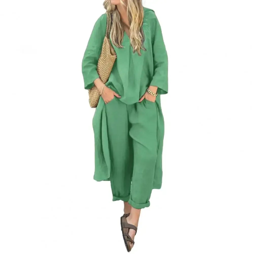 Lucía | Conjunto de Dos Piezas con Chaleco Largo Relajado y Pantalón Ancho