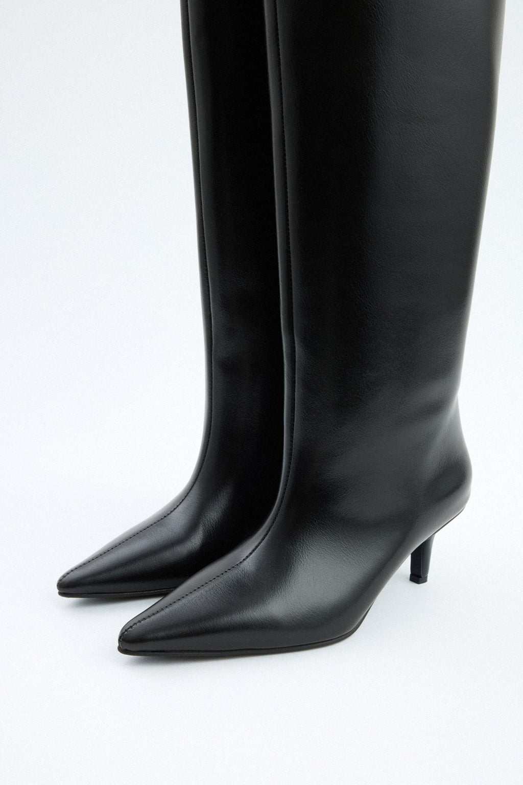 Mona | Botas de Cuero hasta la Rodilla - Negro