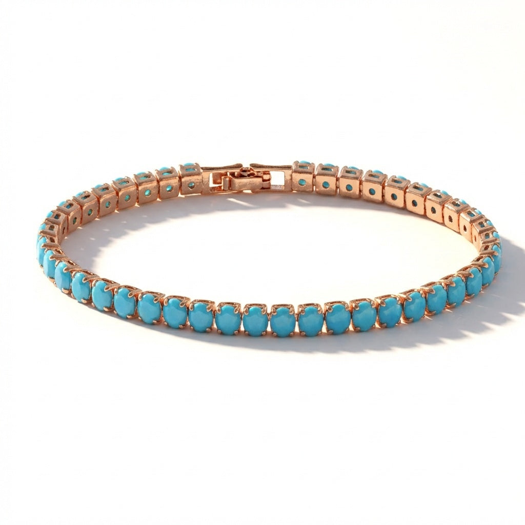 Pulsera Elegante de Cadena Dorada con Turquesa