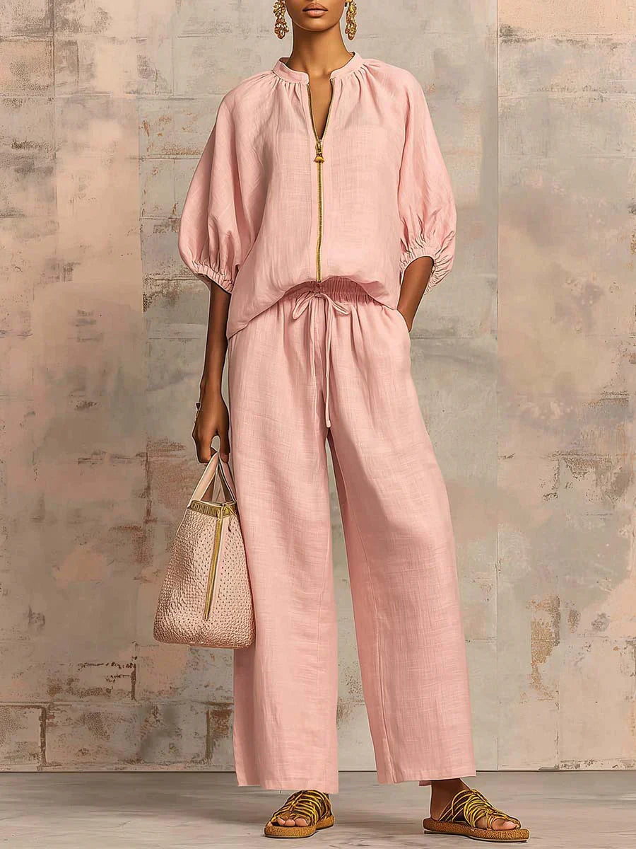 Alba | Conjunto Relajado de Camisa con Botones y Pantalón Ancho