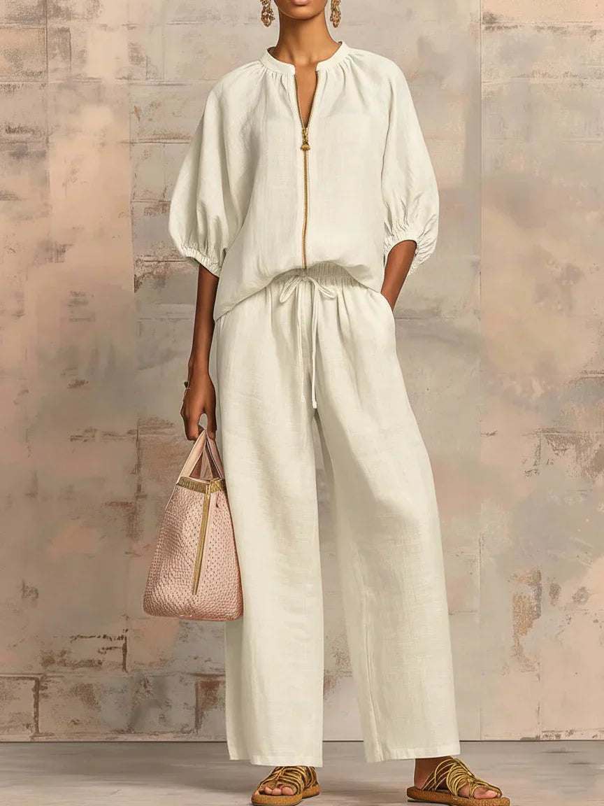 Alba | Conjunto Relajado de Camisa con Botones y Pantalón Ancho