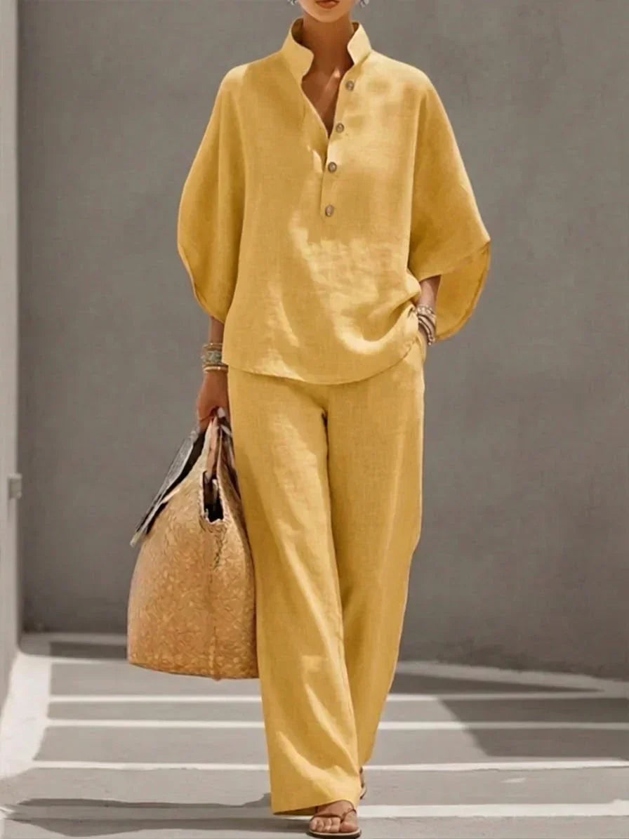Maribel | Conjunto Top con Mangas Murciélago y Pantalón Ancho
