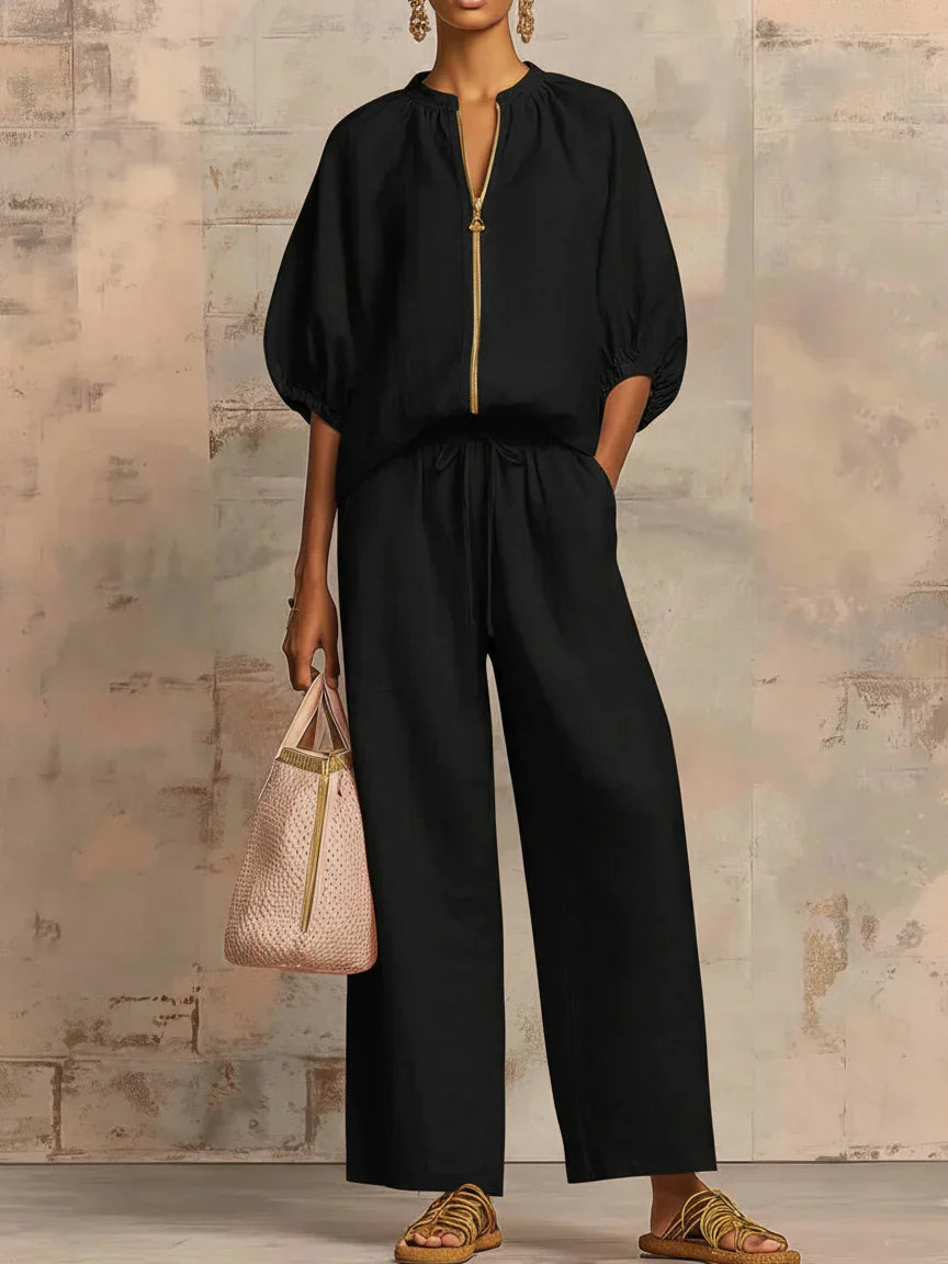 Alba | Conjunto Relajado de Camisa con Botones y Pantalón Ancho