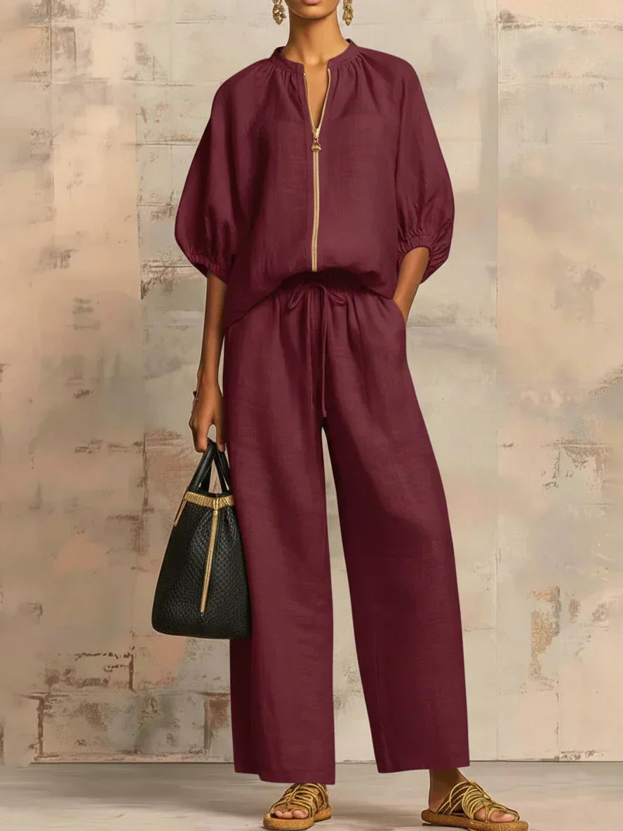 Alba | Conjunto Relajado de Camisa con Botones y Pantalón Ancho