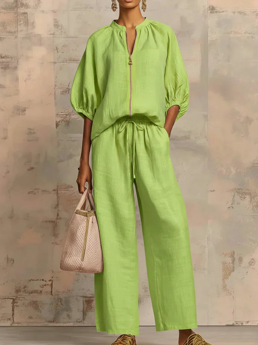 Alba | Conjunto Relajado de Camisa con Botones y Pantalón Ancho