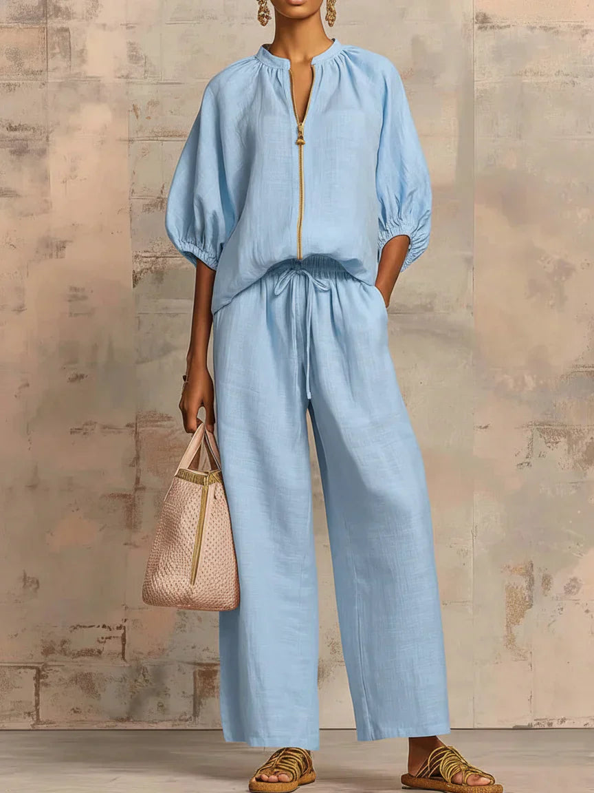 Alba | Conjunto Relajado de Camisa con Botones y Pantalón Ancho