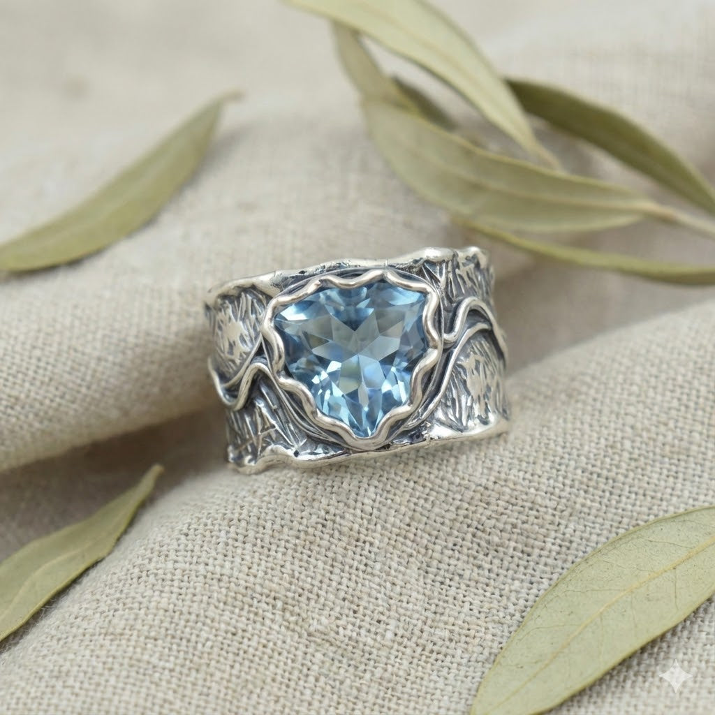 Anillo Declaración de Topacio Azul