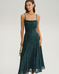 Vestido Maxi de Jacquard Verde Línea A