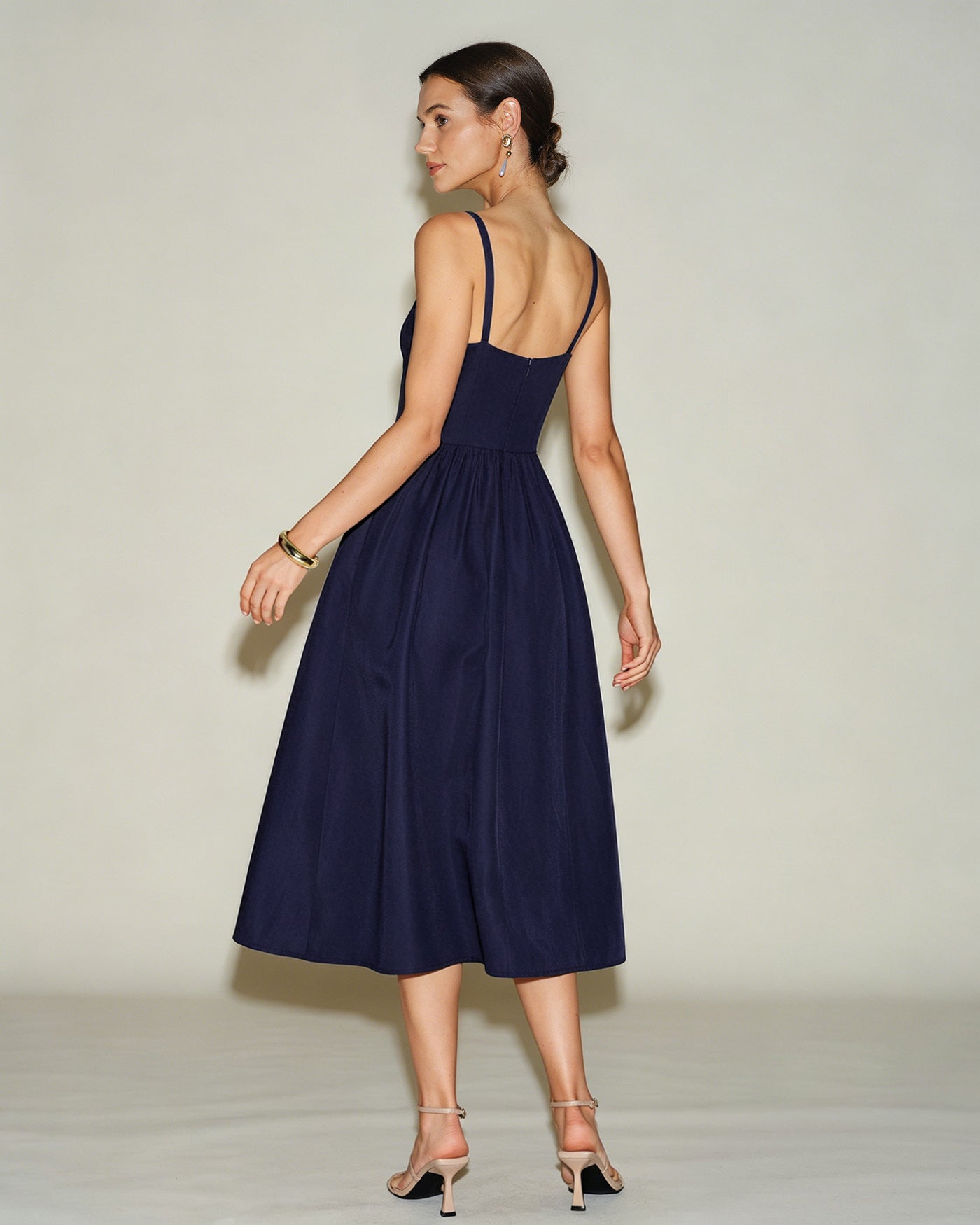Vestido Midi Azul Línea A