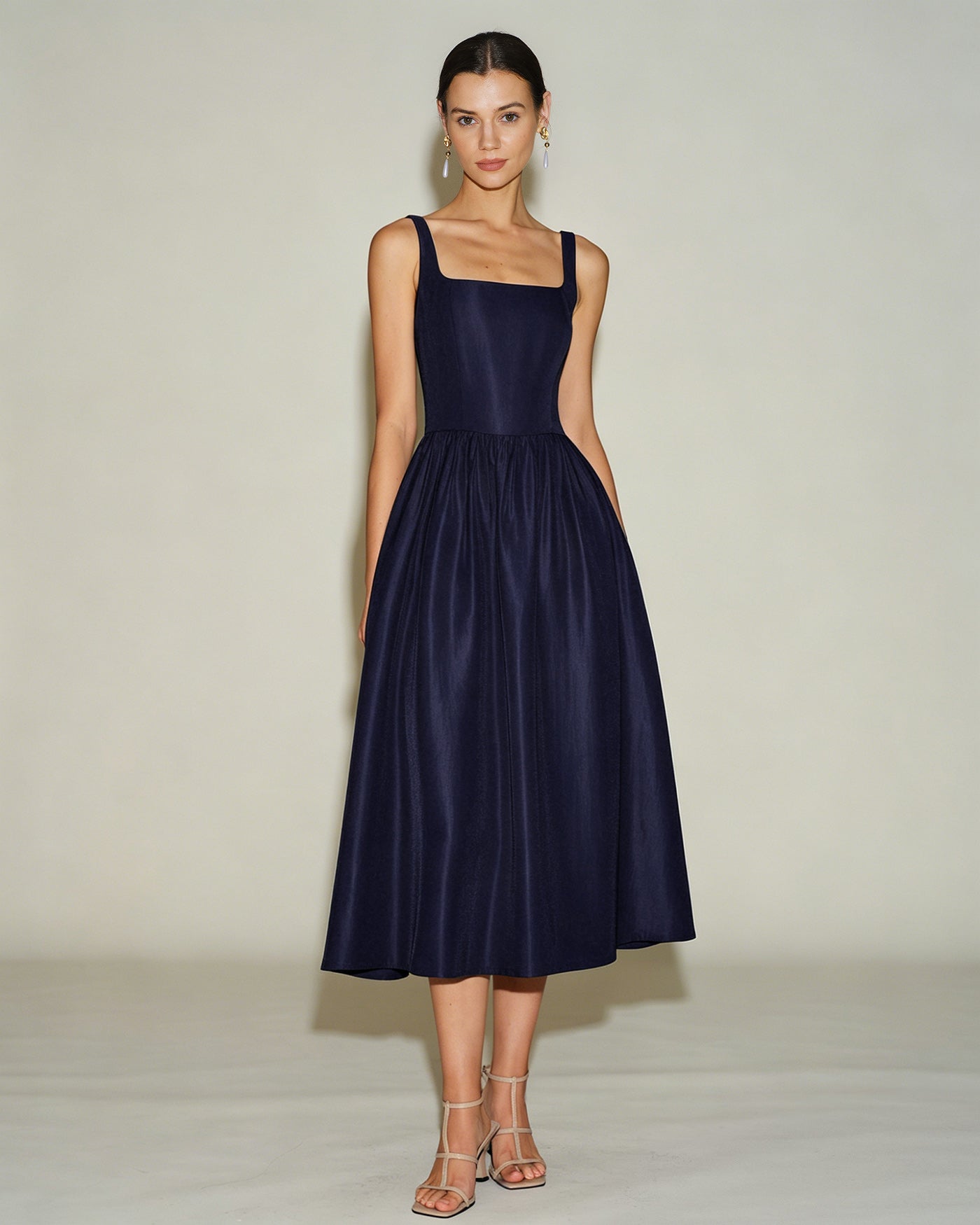 Vestido Midi Azul Línea A