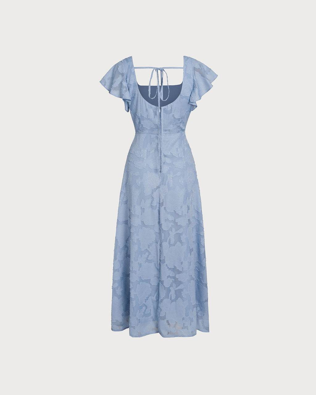 Vestido Midi Floral Azul con Cuello Cuadrado